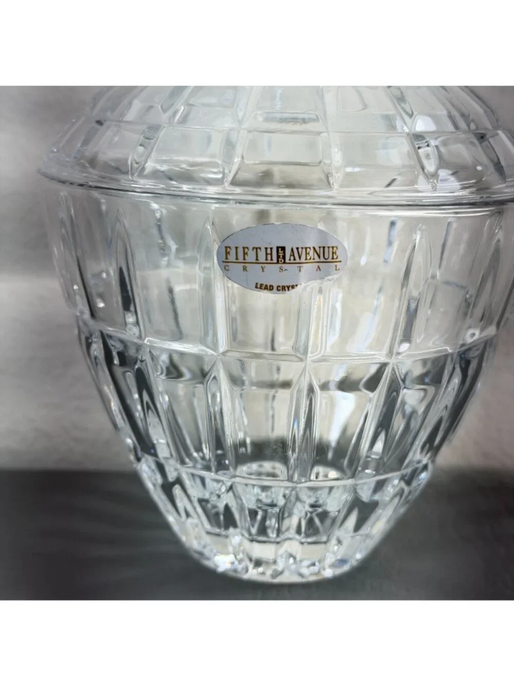 Vintage Fifth Avenue Crystal Covered Candy Dish Lead Crystal Jar Vanity Box